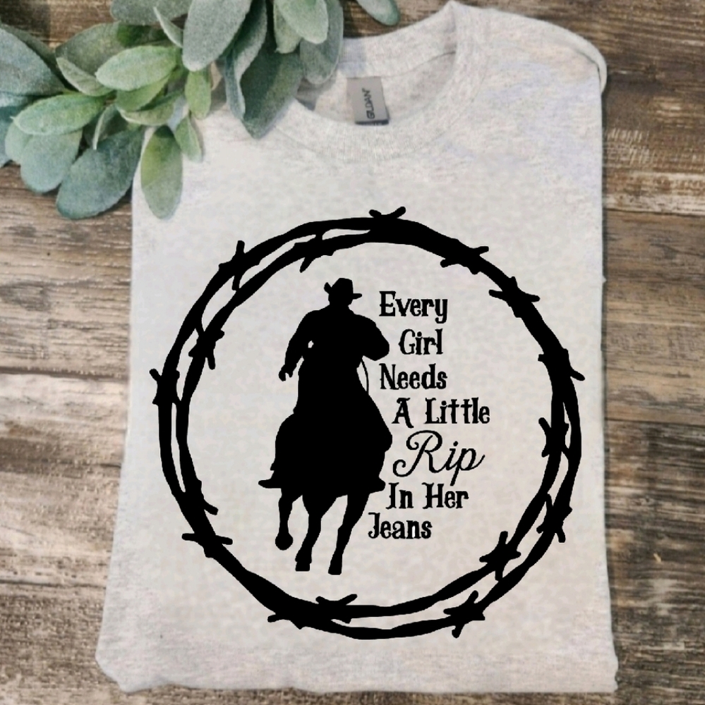 Yellowstone shirt rip in her jeans humor cute popular
